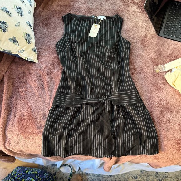 *NWT* RIHOAS Boat Neck Striped Mini Dress - Black & White Striped - Picture 3 of 4